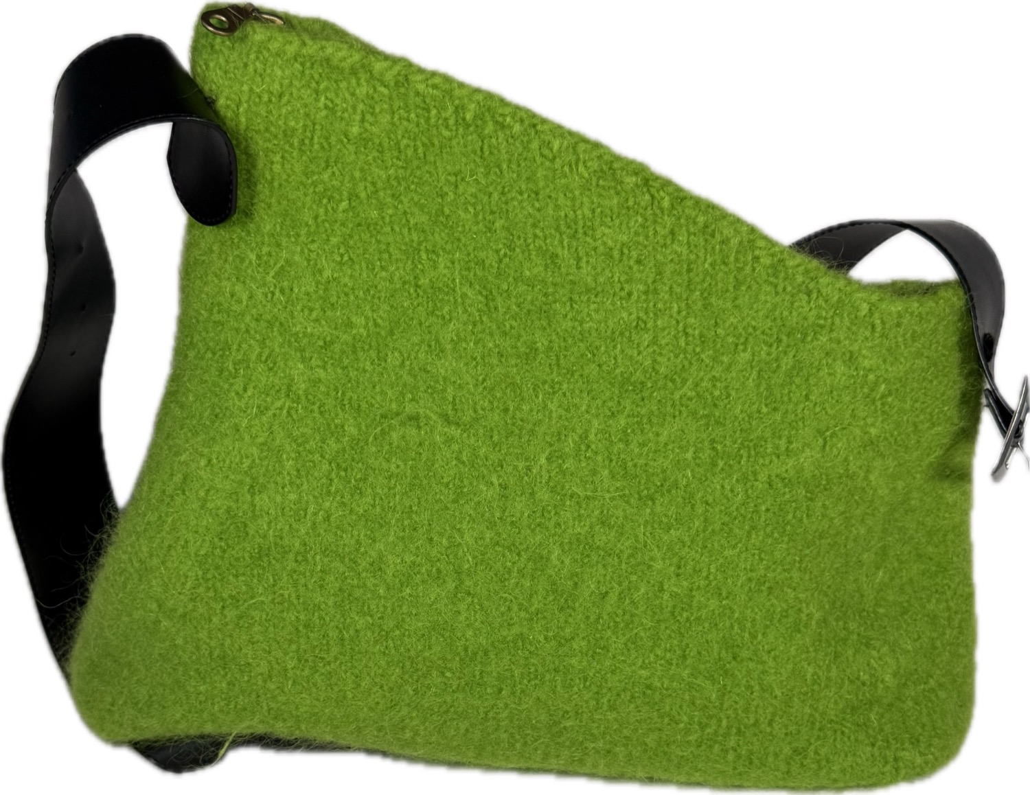 Plain lime green crossbody purse with leather strap